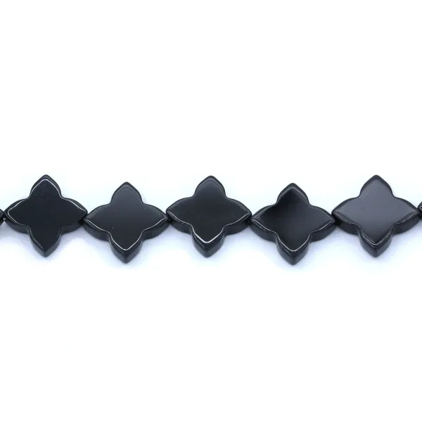 Agate noir trèfle 16mm x 1pc 
