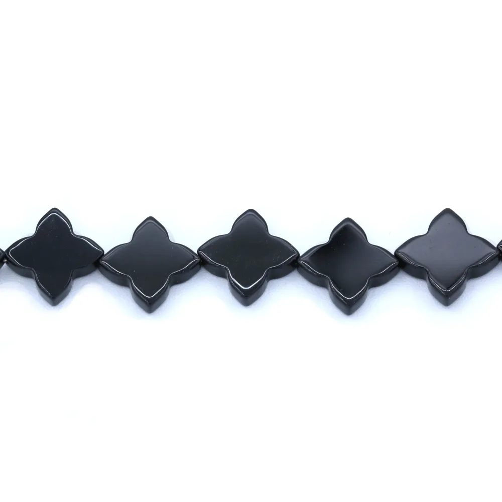 Agate black clover 16mm x 1pc 