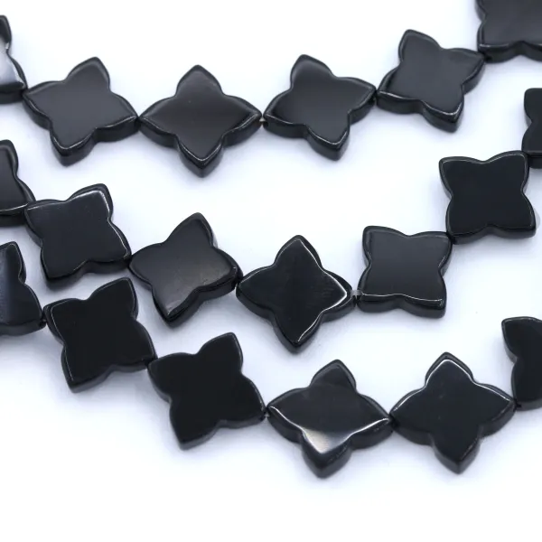 Onyx noir, trèfle, 16mm x 40cm