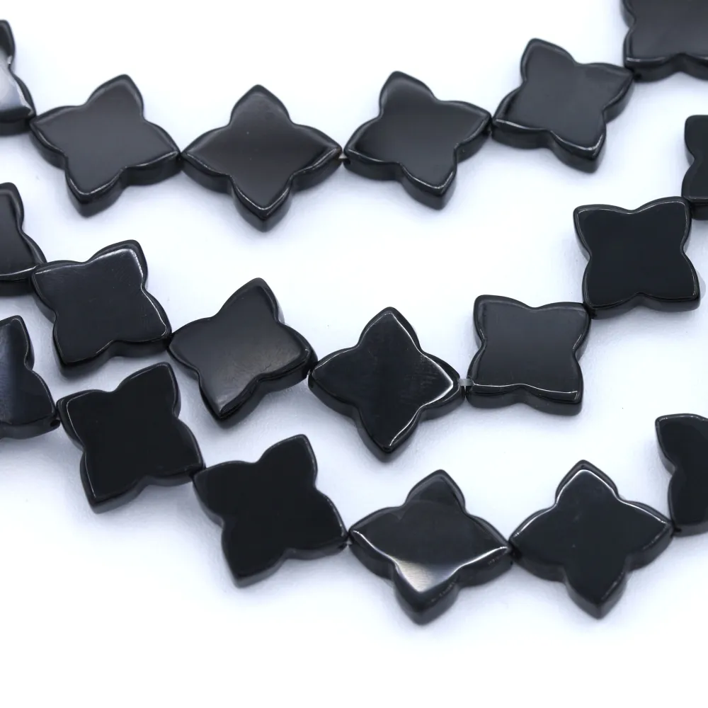 Onyx noir, trèfle, 16mm x 40cm