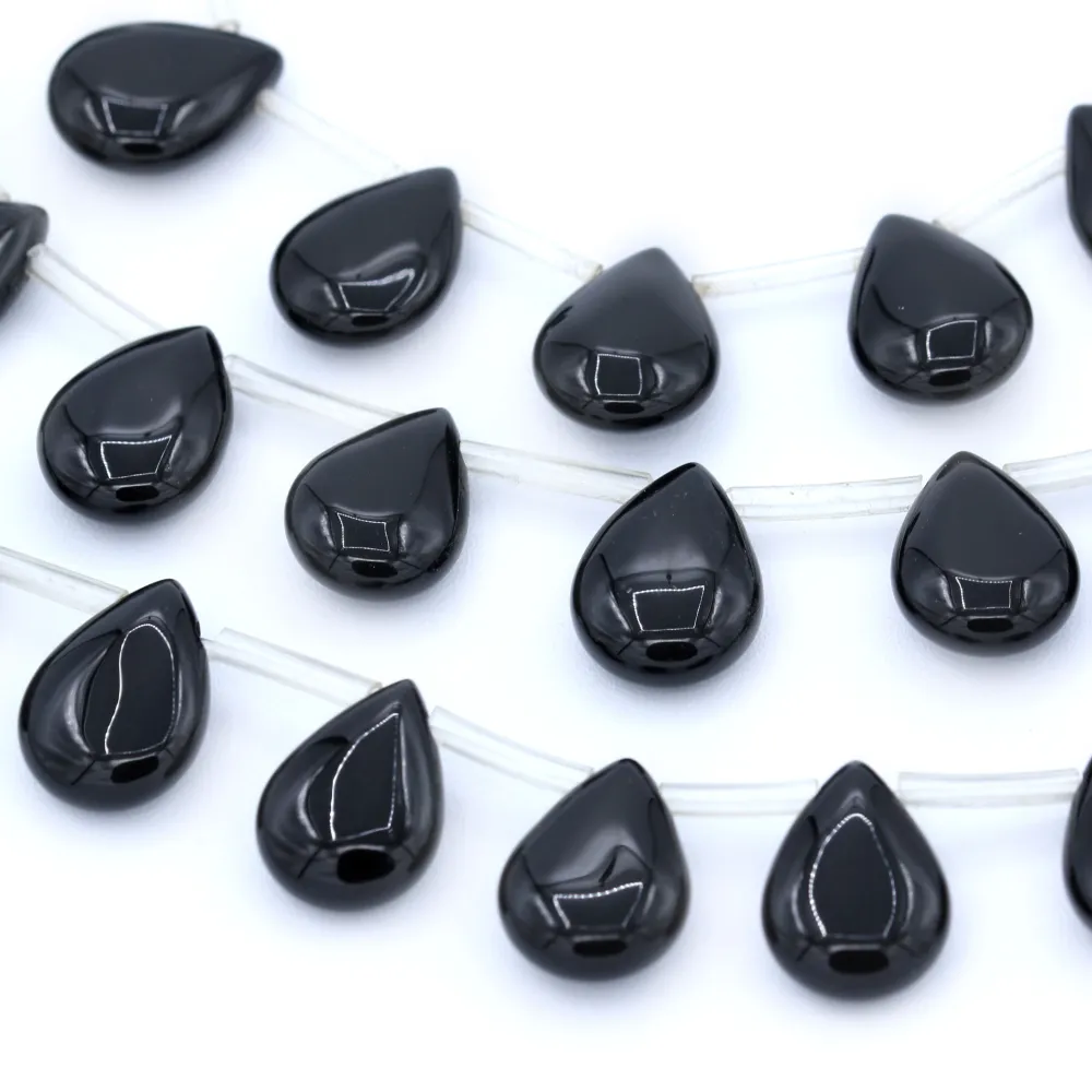 Onyx black, flat drop, 13x18mm x 40cm