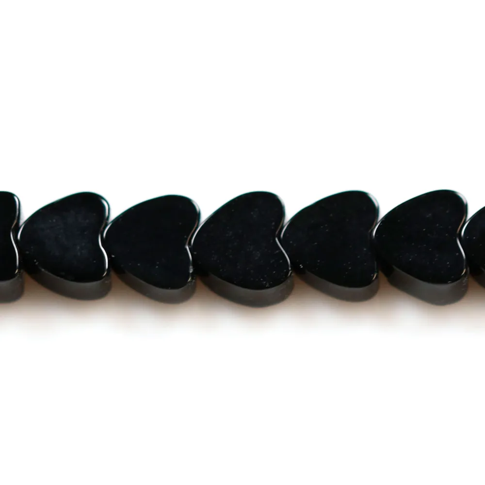 Agate noire cœur 4mm x 40cm
