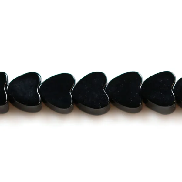Ónix negro, corazón, 4mm x 40cm