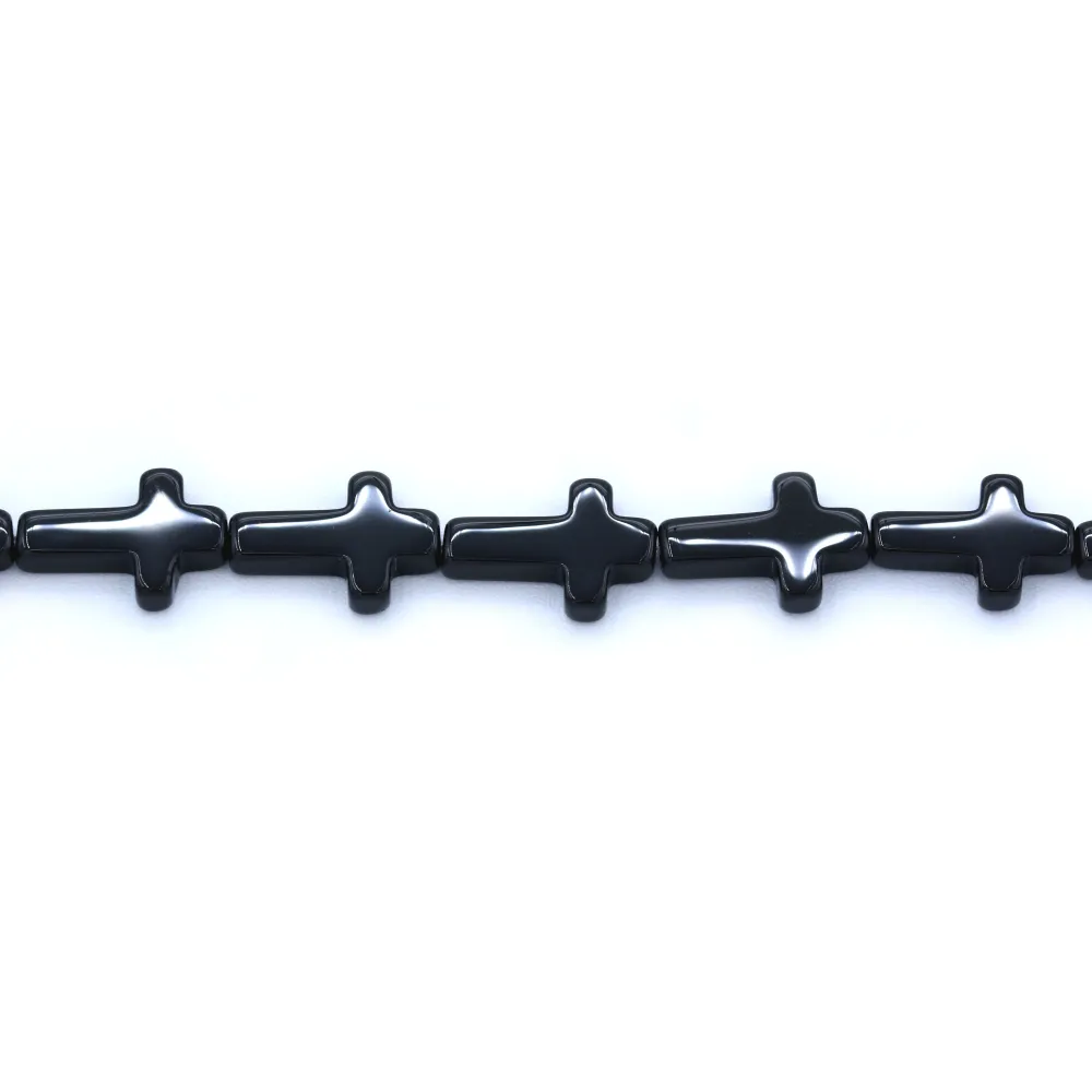 Agate in black color, in  shape of a cross, 13 * 18mm x 2pcs