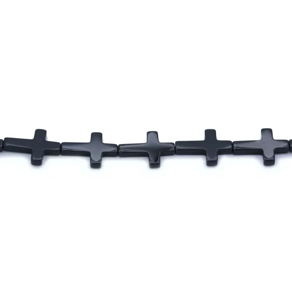 Agate de couleur noire, en forme de croix, 18 * 25mm x 1pc