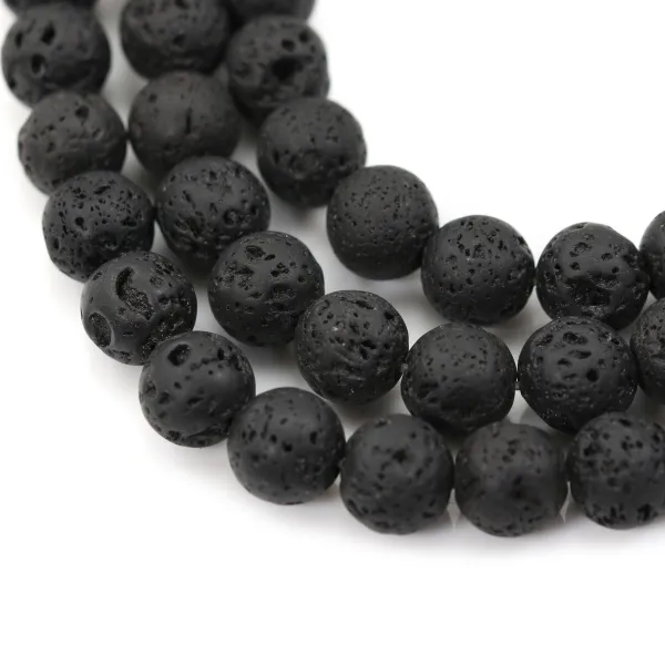 Lava stone round 10mm x 38 cm 