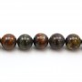 Tiger iron, in red-brown color, in round shape, and in size of 14mm x 40cm