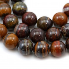 Tiger iron, in red-brown color, in round shape, and in size of 14mm x 40cm