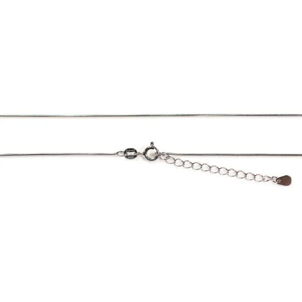 Chaîne maille serpentine avec rallonge en Argent 925 rhodié 0.8mm x 45cm