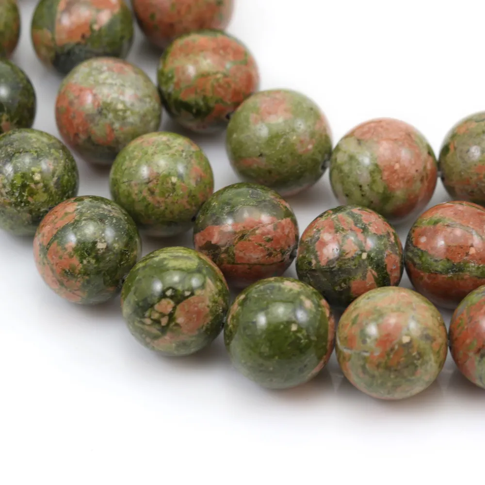 Jaspe unakite ronde 12mm x 40cm
