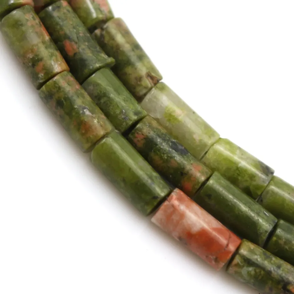 Unakite, en forme de tube, et de taille 2x4mm x 40cm