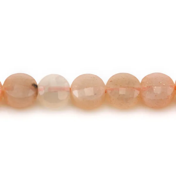 Orange sun stone, in round faceted flat shape, 4.5mm x 8pcs