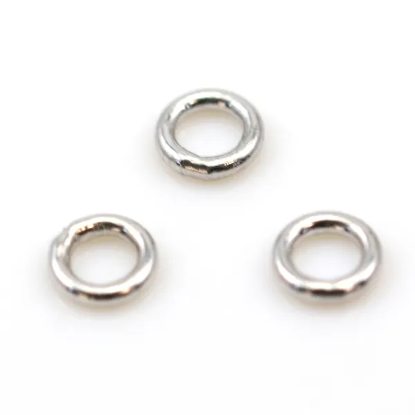 Anneaux ronds fermés en argent 925 rhodié 4x0.6mm x 10pcs
