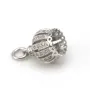 Attach pompom with strass ,sterling silver 925 rhodium,13x17mm x 1pc