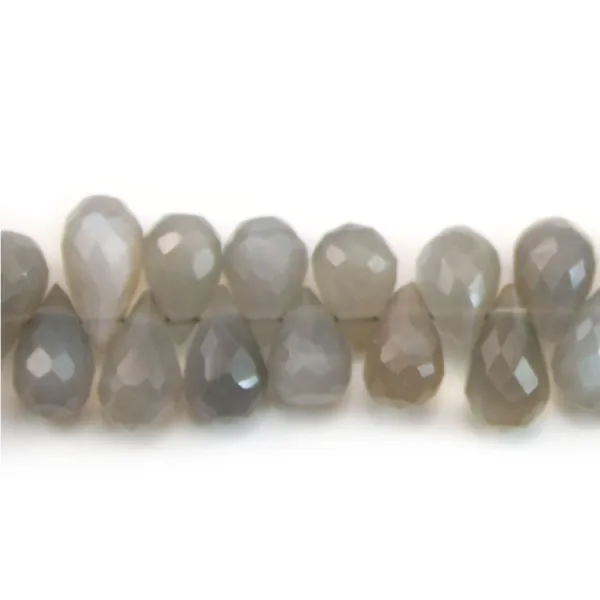 Faceta cinzenta de queda de pedra da lua 5,5x8,5mm x 20cm