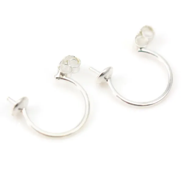 Clous d'oreilles en argent 925 4.10mm pour perle semi-percé  x 2pcs
