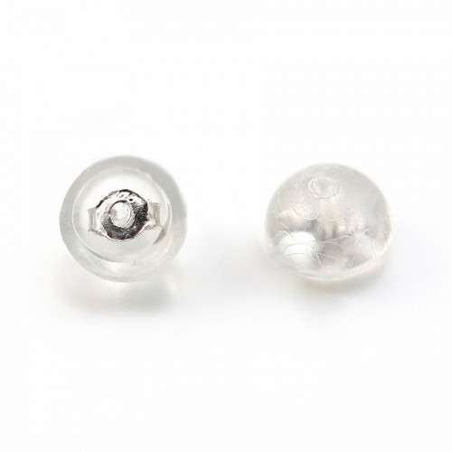 Poussoirs en argent 925 et silicone 5mm x 8pcs