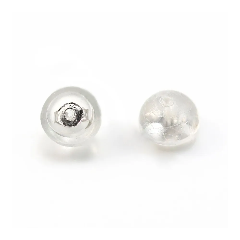 Ear clutches, 925 Sterling Silver and silicone 5mm x 8pcs 