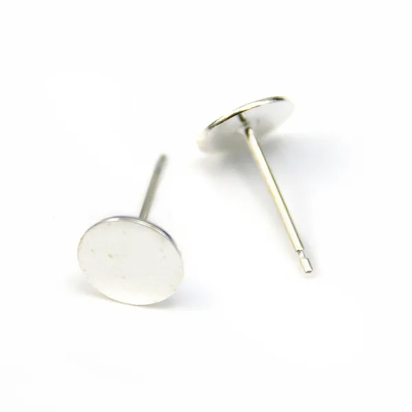 Clous d'oreilles à coller avec coupelle lisse en argent 925 7mm x 4pcs.