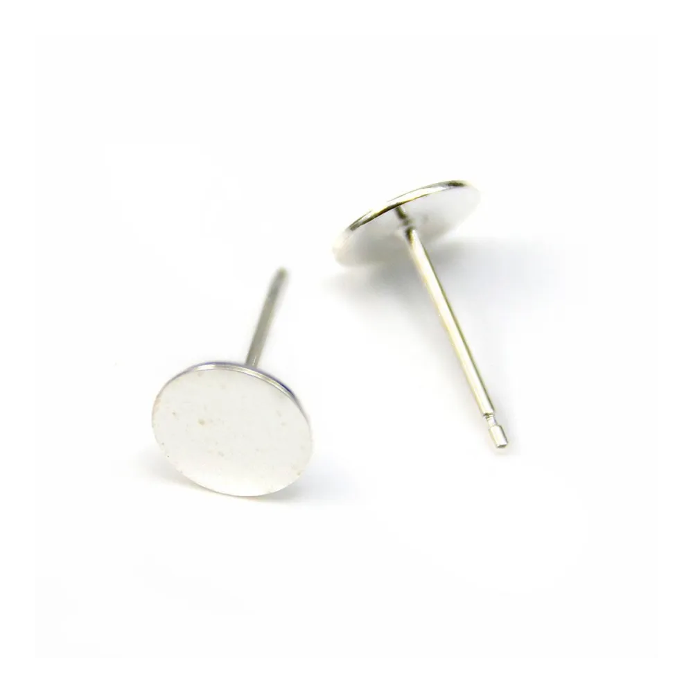 Clous d'oreilles à coller avec coupelle lisse en argent 925 7mm x 4pcs.