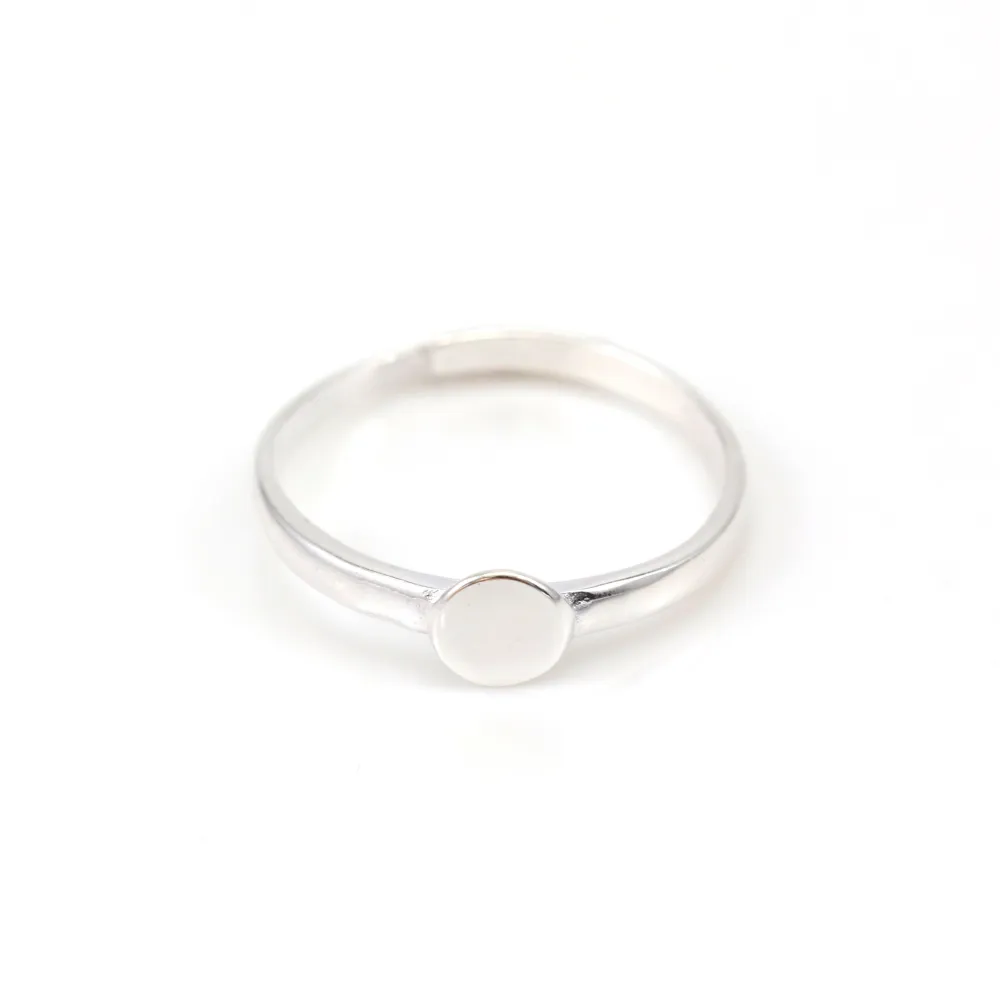 925 silver adjustable ring with  6mm round base x 1pc