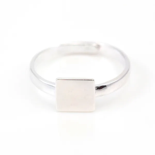 Monture de bague réglable support carré de 8mm en argent 925 x 1pc