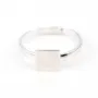 Monture de bague réglable support carré de 8mm en argent 925 x 1pc