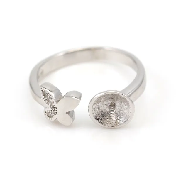 Support de bague réglable en argent 925 rhodié pour perle semi-percée x 1pc