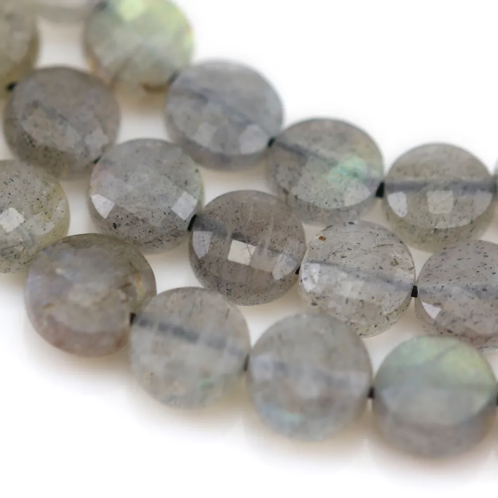 Labradorite grise, de forme ronde plate facetté, 6mm x 39cm