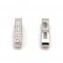 Rhodium 925 sterling silver & cz rectangular spacer 12.5x3mm x 1pc