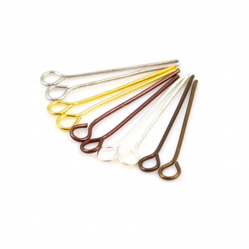 Pin in metal, with an open ring head, 0.6 * 20mm x 200pcs