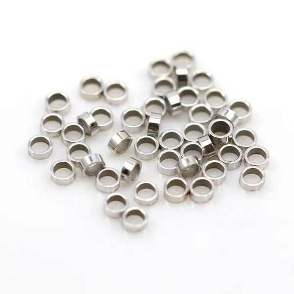 Tubes à écraser en argent 925 rhodié 2.0x1.0mm x 30pcs