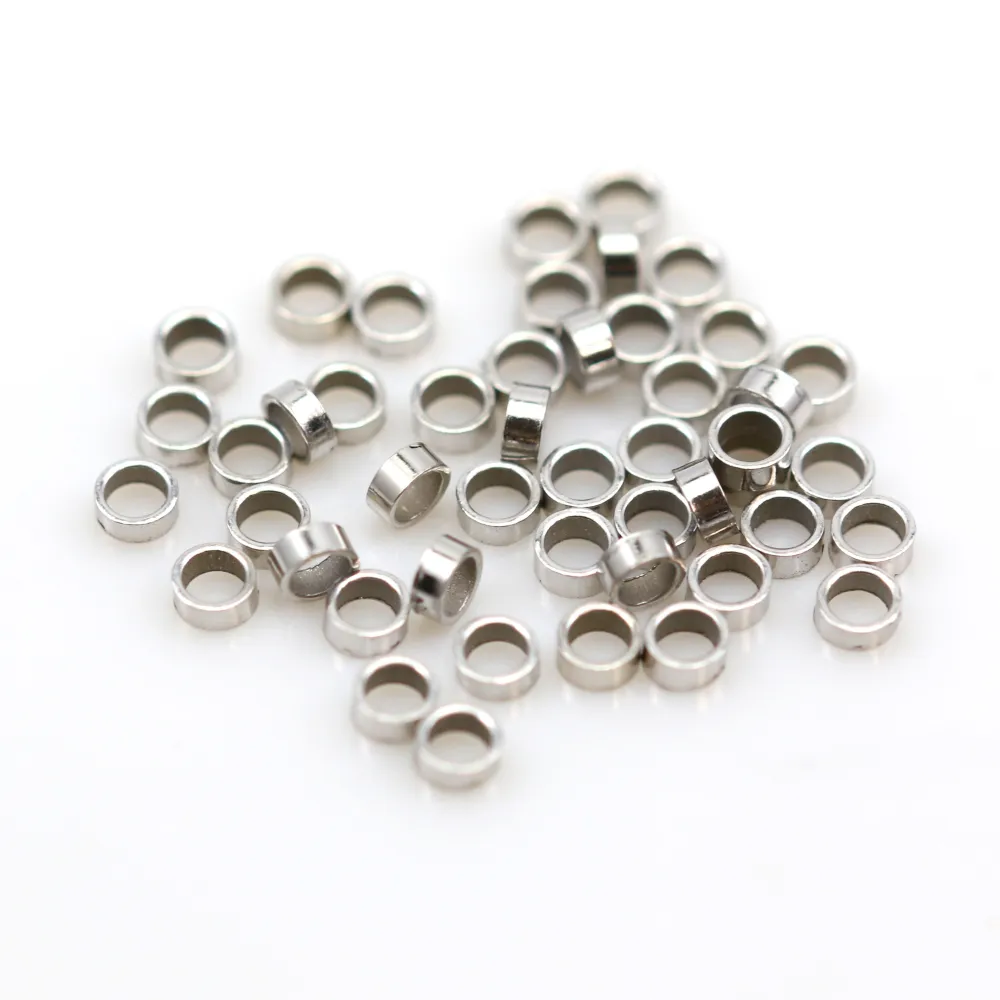 Tubes à écraser en argent 925 rhodié 2.0x1.0mm x 30pcs