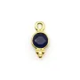 Breloque en saphir teinté rond facetté sur argent doré 5x10mm x 2pcs