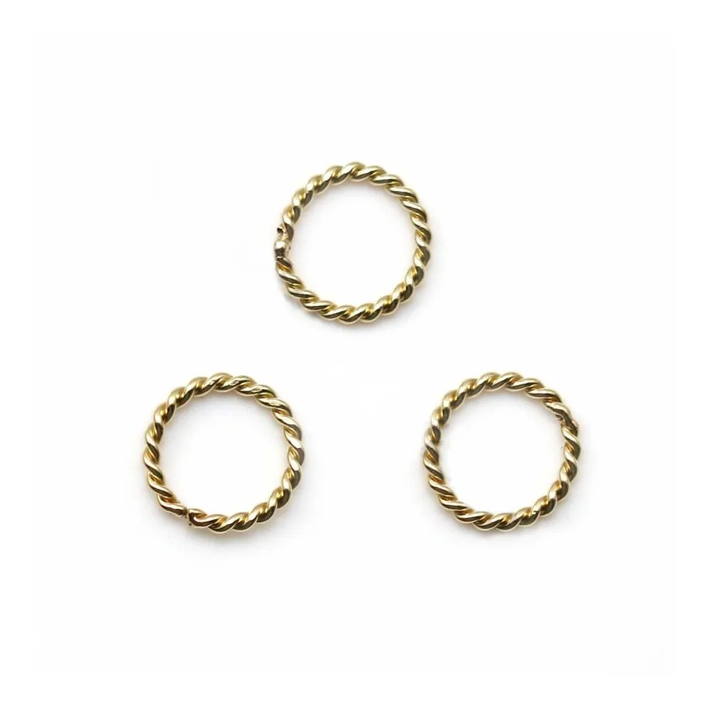 Anneaux torsade en gold filled 14 carats 0.76x6mm x 4pcs