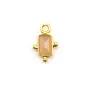 Rectangle sunstone charm on gold gilt silver 5x7mm x 1pcs