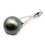 Rhodium 925 silver spoon pendant-holder 20mm for half-drilled pearls  x 1pc