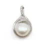 Bélière en forme de coeur 22.50x8.30mm en argent 925 et zirconium pour perle semi-percée  x 1pc
