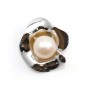 Rhodium 925 silver pendant-holder flower for half-drilled pearls  x 1pc