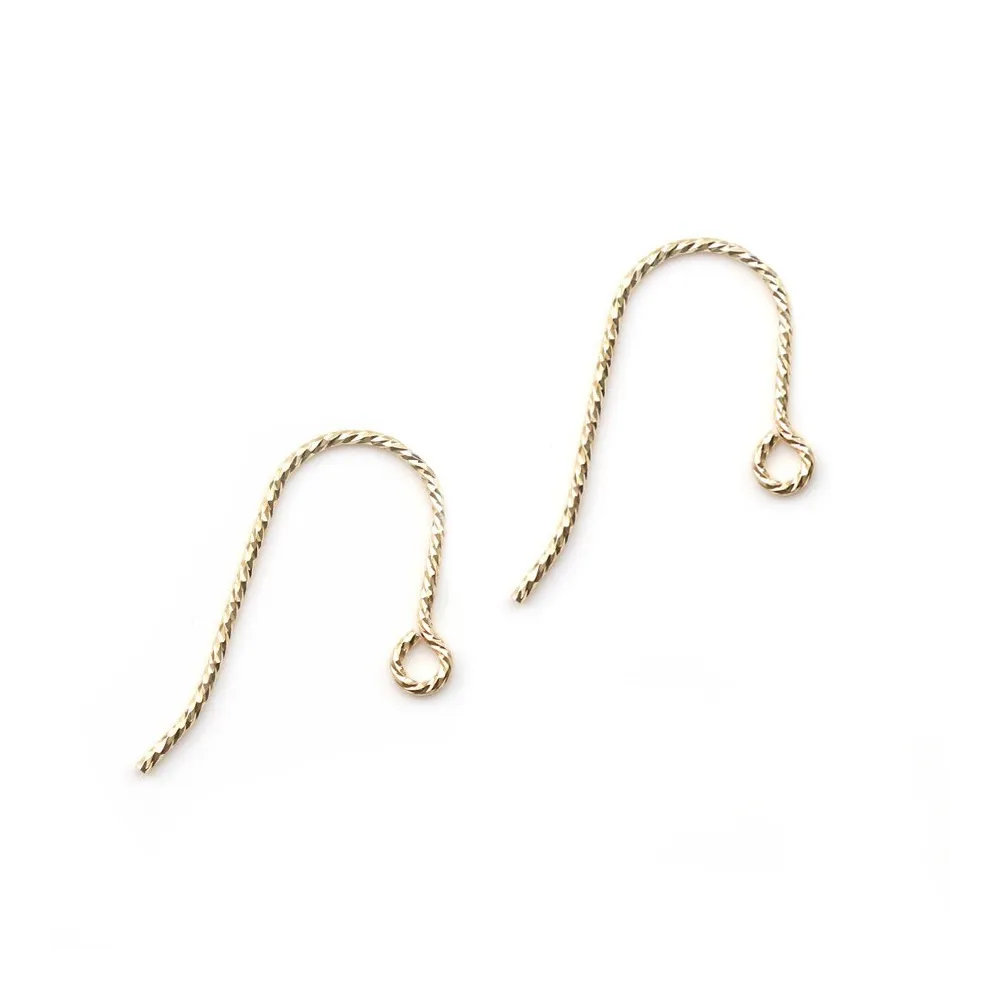 Crochets d'oreilles guillochés en gold filled 14 carat 0.76x20mm x 2pcs