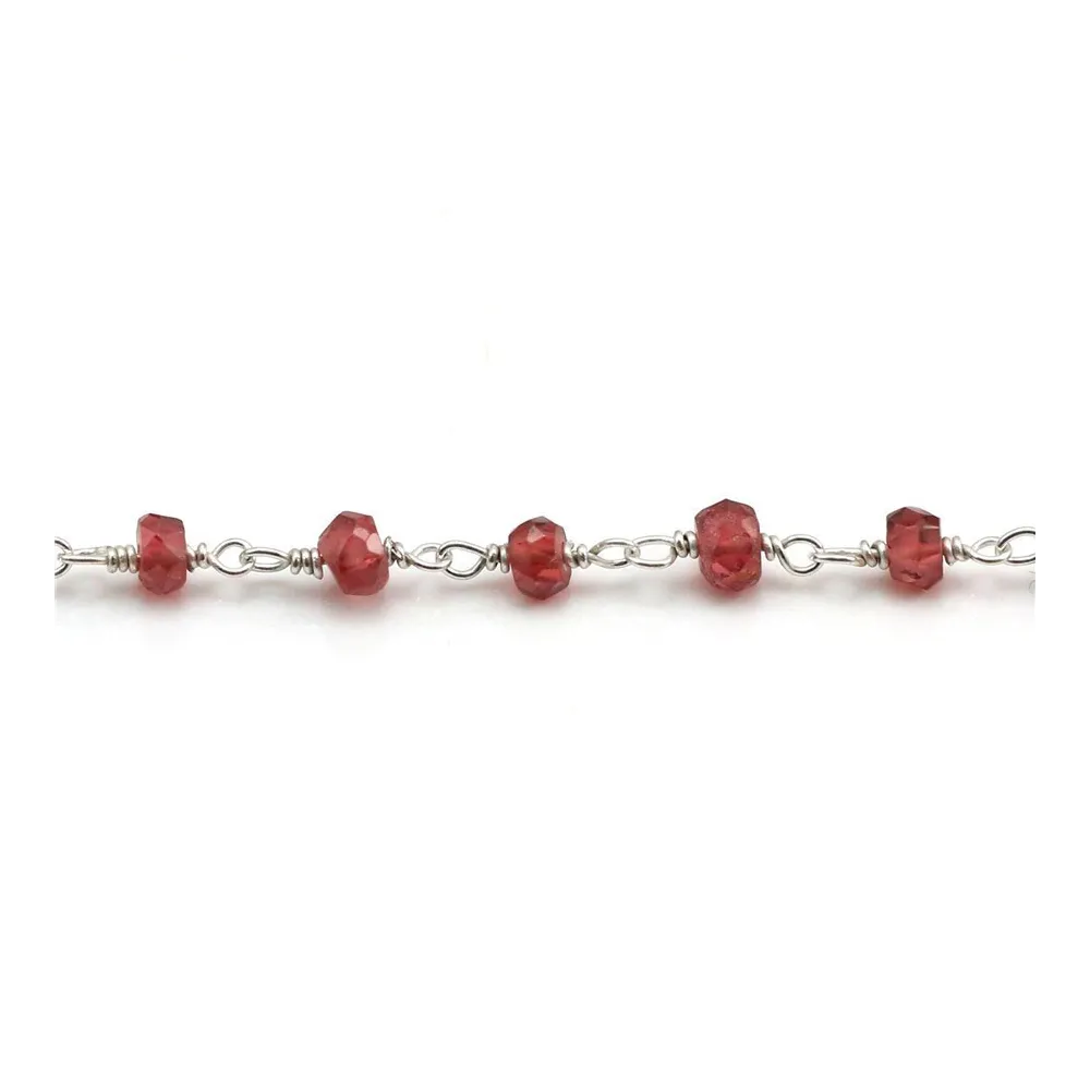Chaîne Argent  avec Grenat en 3-4mm x 20cm