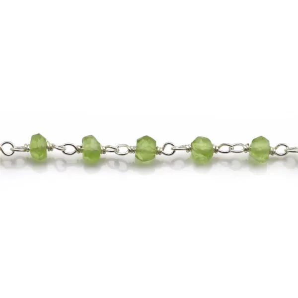 Chaîne Argent avec Péridot en 3-4mmx 20cm
