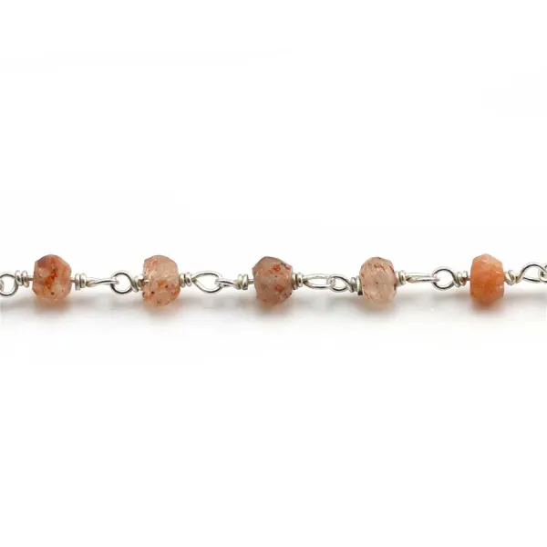 Chaîne Argent avec Quartz  en 3-4mmx 20cm