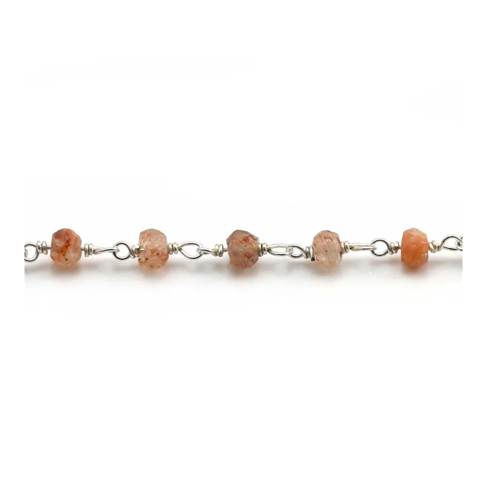 Chaîne Argent avec Quartz  en 3-4mmx 20cm
