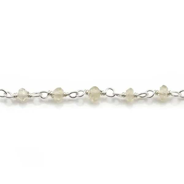 Chaîne Argent avec Quartz Lemon en 2-3.5mmx 20cm