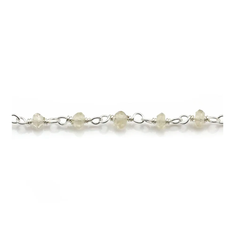 Chaîne Argent avec Quartz Lemon en 2-3.5mmx 20cm