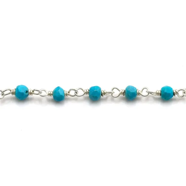 Chaîne Argent avec Turquoise reconstitué en 3-4mm x 20cm