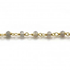 Gold Plated Silver Chain with labradorite of 3-4mm x 20cm 