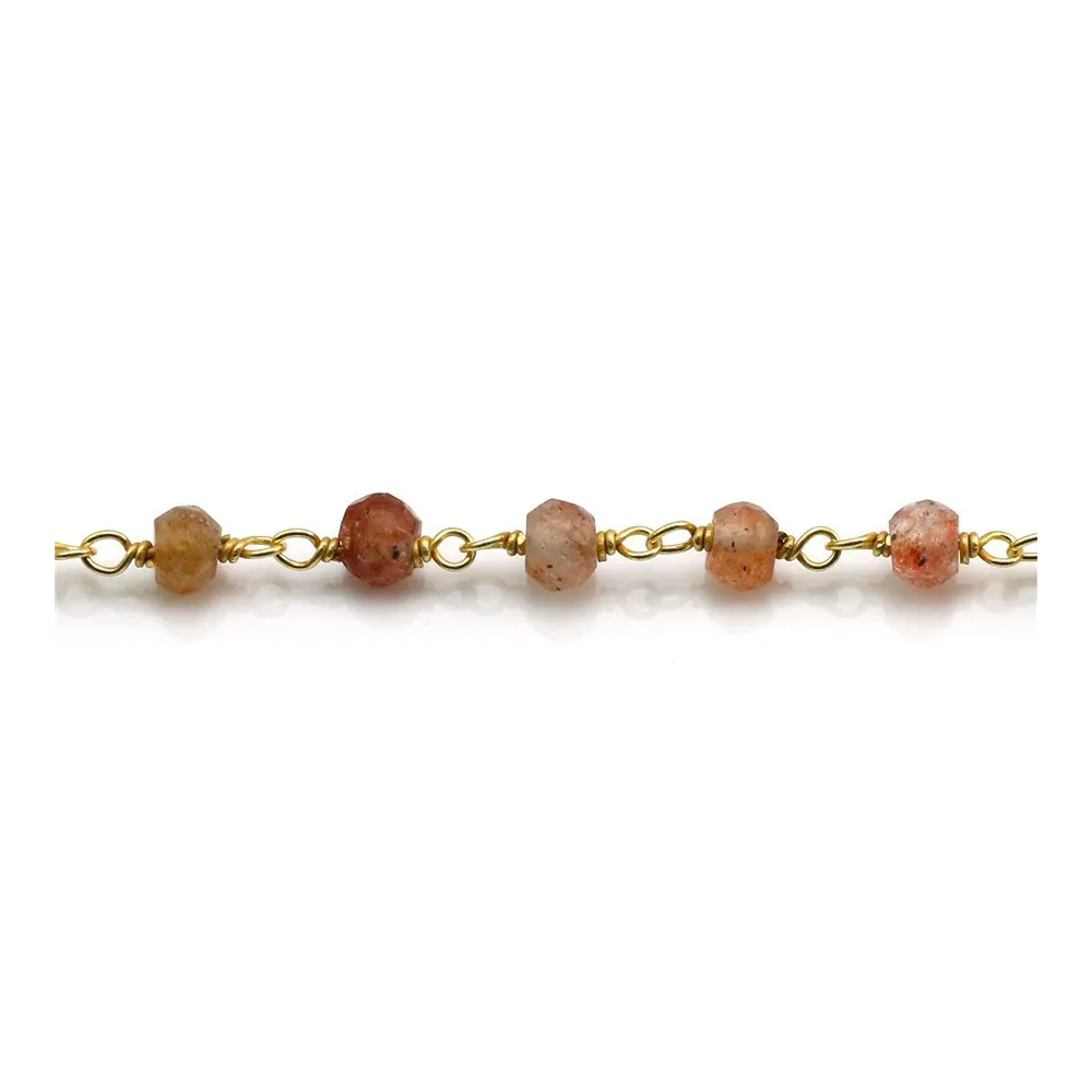 Gold Plated Silver Chain with Peridot of 3-4mm x 20cm 