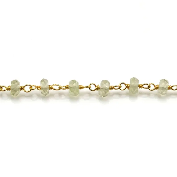 Chaîne Argent Doré avec Quartz Lemon en 3-4mmx 20cm